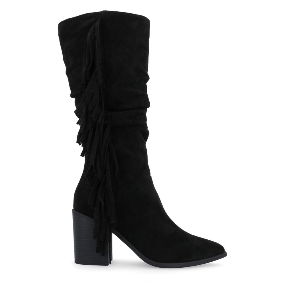 Journee Collection Womens Hartly Fringed Wide Calf Dress Boot