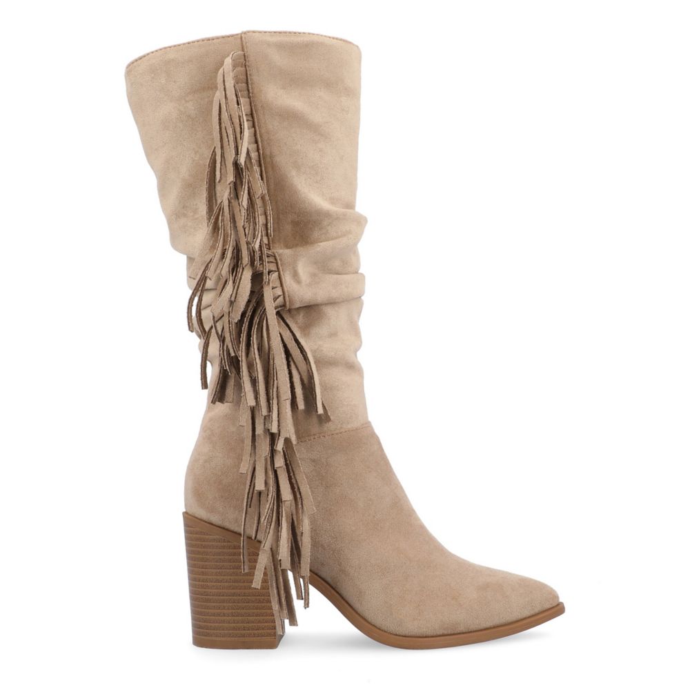 Journee Collection Womens Hartly Fringed Wide Calf Dress Boot