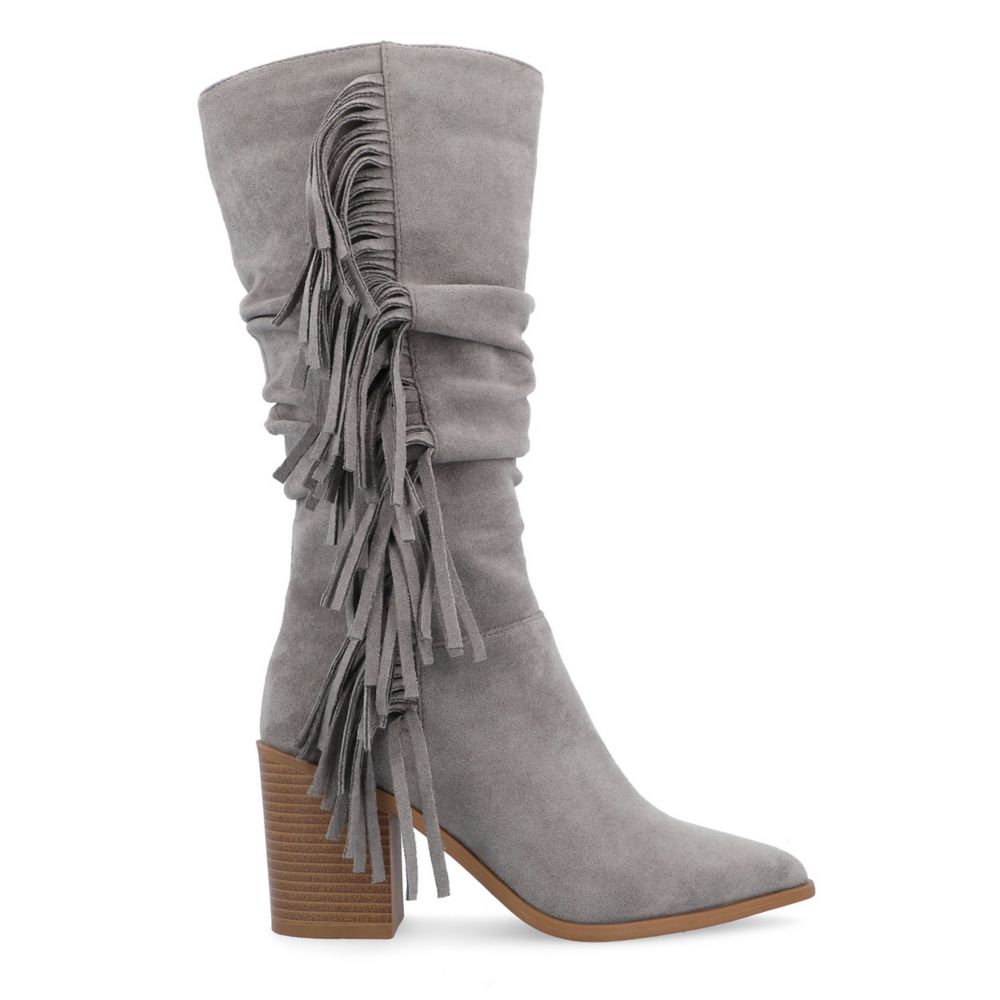 Journee Collection Womens Hartly Fringed Extra Wide Calf  Dress Boot