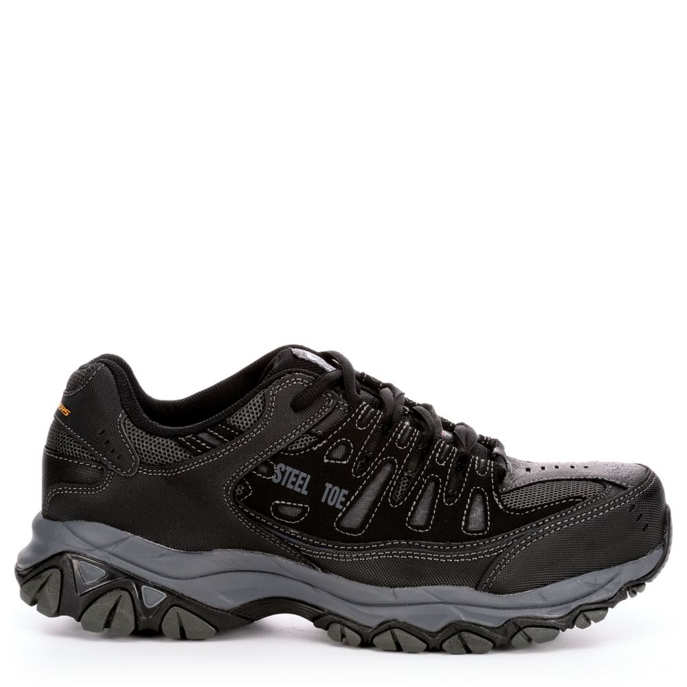 Skechers Men's 77055 Steel Toe Work Shoe  Work Safety Shoes - Black Size 6.5W