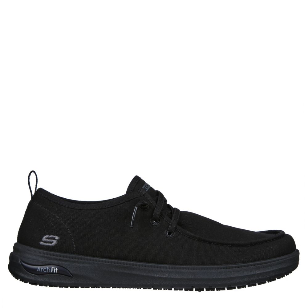 Skechers Men's Arch Fit Melo Slip Resistant Work Shoe  Work Safety Shoes - Black Size 6M