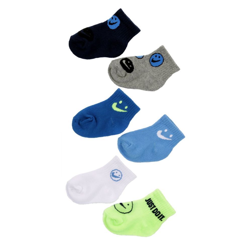 Nike Unisex Blue Smiles Infant Ankle Socks 6 Pairs