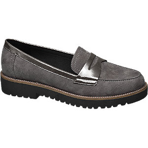 Graceland Grijze loafer metallic lak