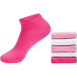 Bílo-růžové ponožky – 5 párů