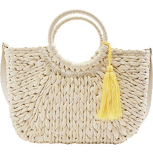 Borsa in raffia con manico