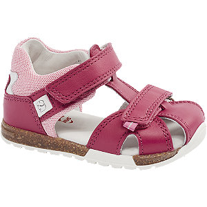 Ružové detské kožené sandále na suchý zips Elefanten
