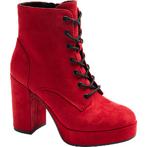 Červená šněrovací obuv se zipem Catwalk