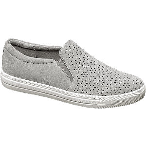 5th Avenue Grijze suéde slip-on perforatie