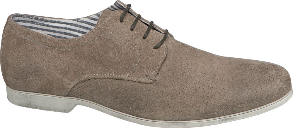 Am shoe leder veterschoen taupe