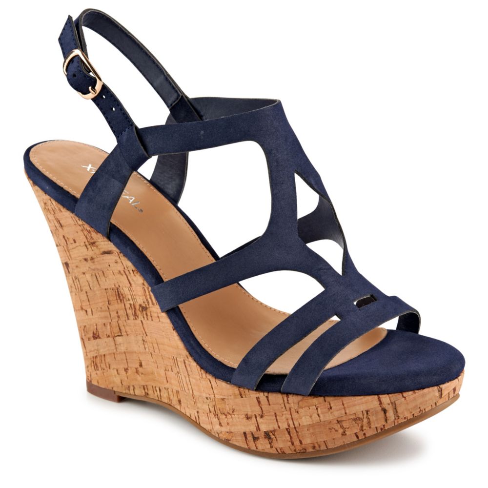 Xappeal Fresha Womens Wedge Sandal Dark Blue Rack Room Shoes 9164