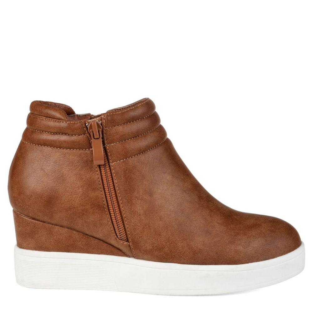 brown leather wedge sneaker