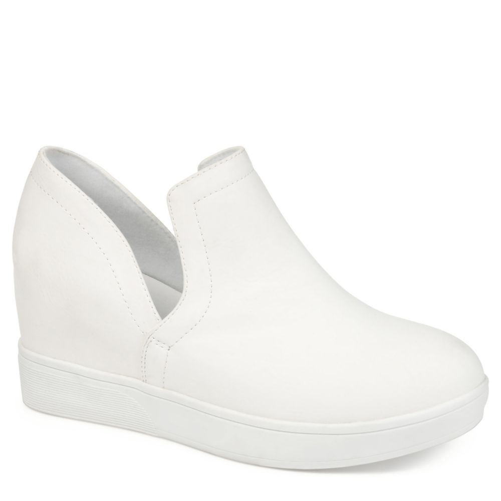 white wedge slip on sneakers