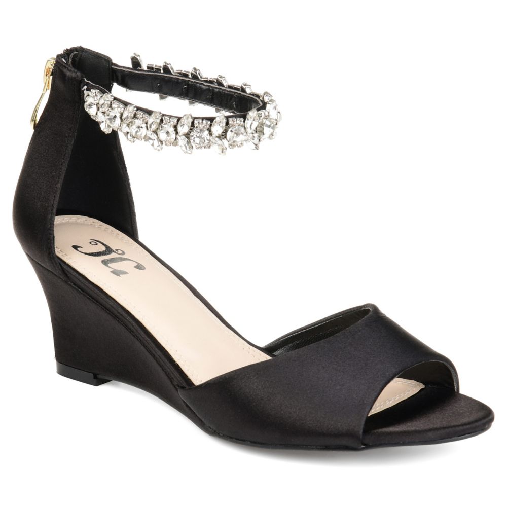 journee collection womens connor pumps zip open toe wedge heel