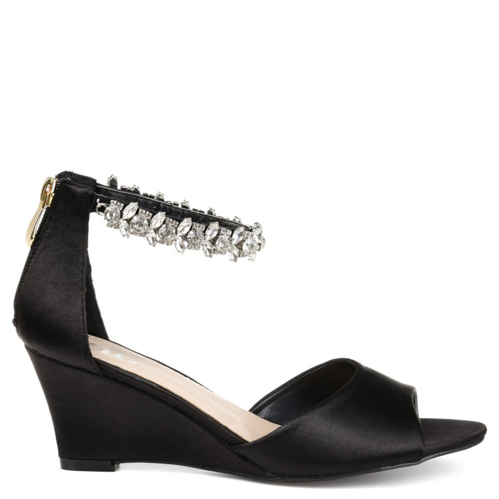 journee collection womens connor pumps zip open toe wedge heel