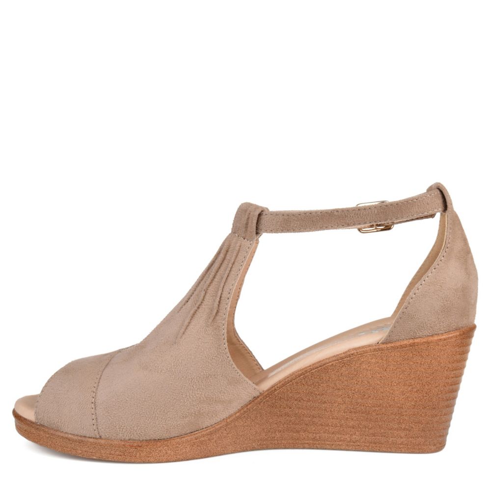 Taupe Journee Collection Womens Kedzie Wedge Sandal | Womens