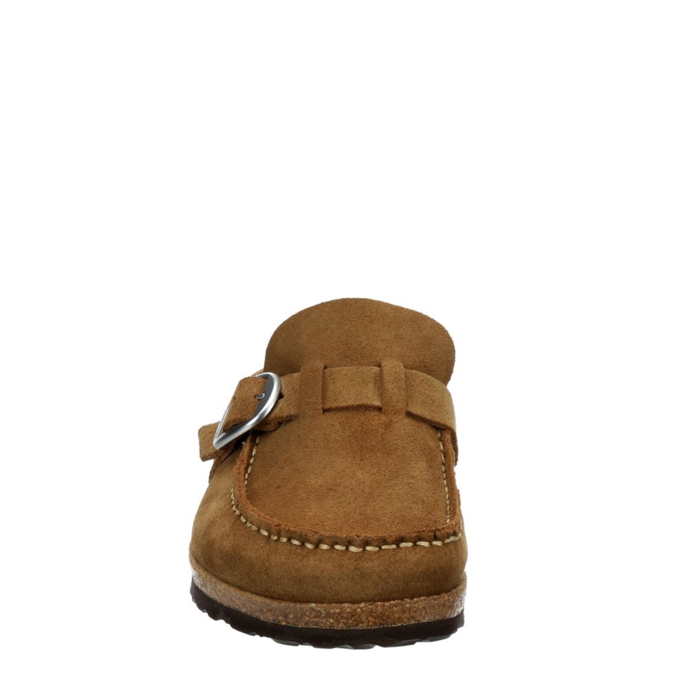 women's buckley suede buckle detail clogs