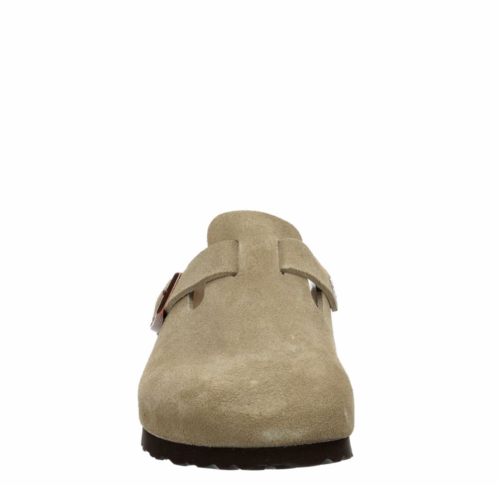 Birkenstock Boston Soft Footbed Suede Leather Clogs for Women in Taupe