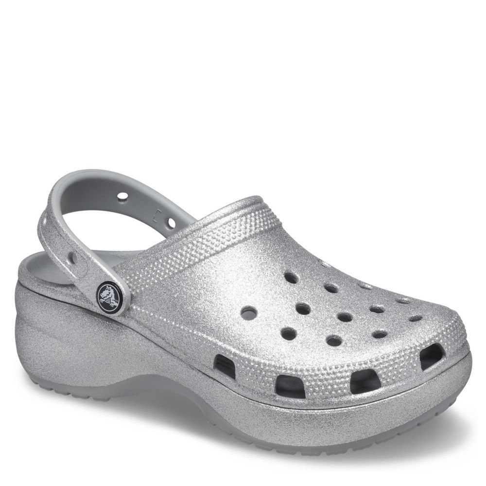 crocs platform glitter