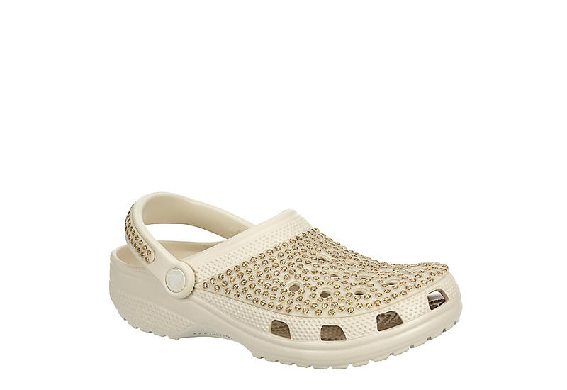 Off White Rhinestone Crocs Womens Classic Clog | Neutral Rhinestone Sandals | Rack Room Shoes