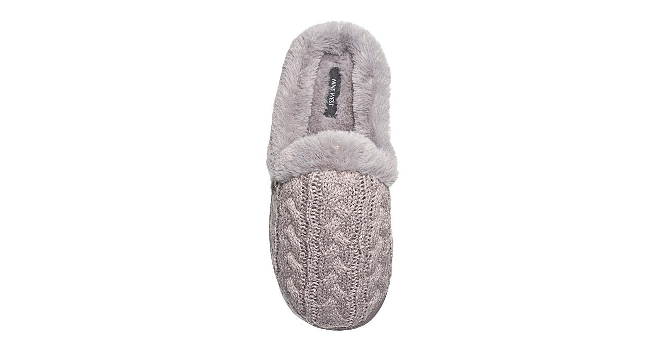 Women's Faux Fur Humble Cable Knit Clog Slippers with Bow and Pom's nwt $28 Tags 