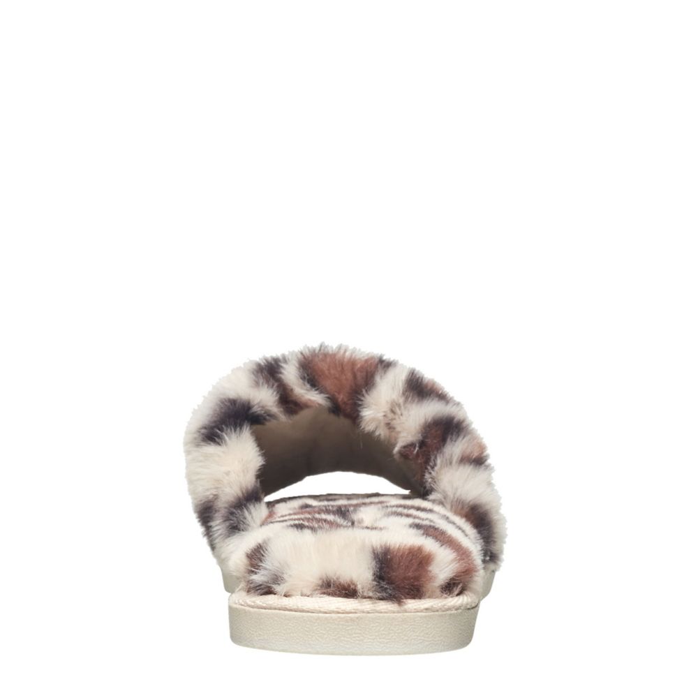 Slippers with faux-fur lining and message print