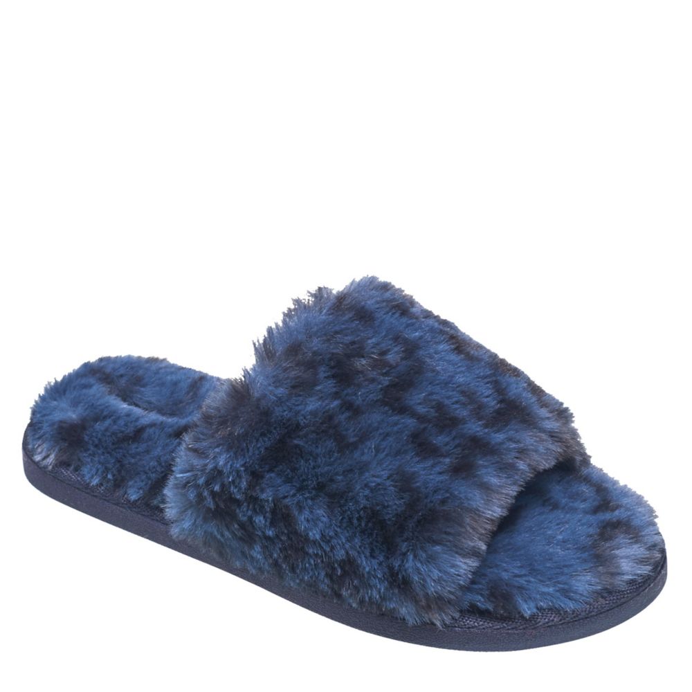 Blue Nine West Womens Faux Fur Slide Slipper | Slippers Rack Room Shoes
