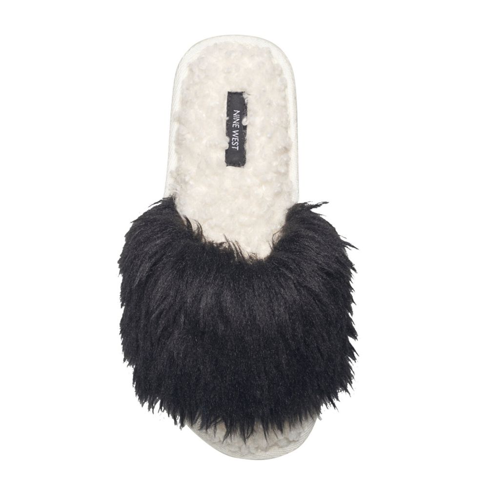  NINE WEST Premium Women's Slippers Fluffy Memory Foam House  Slippers for Women Cozy Furry Insole in Black Plaid Small Size 5-6