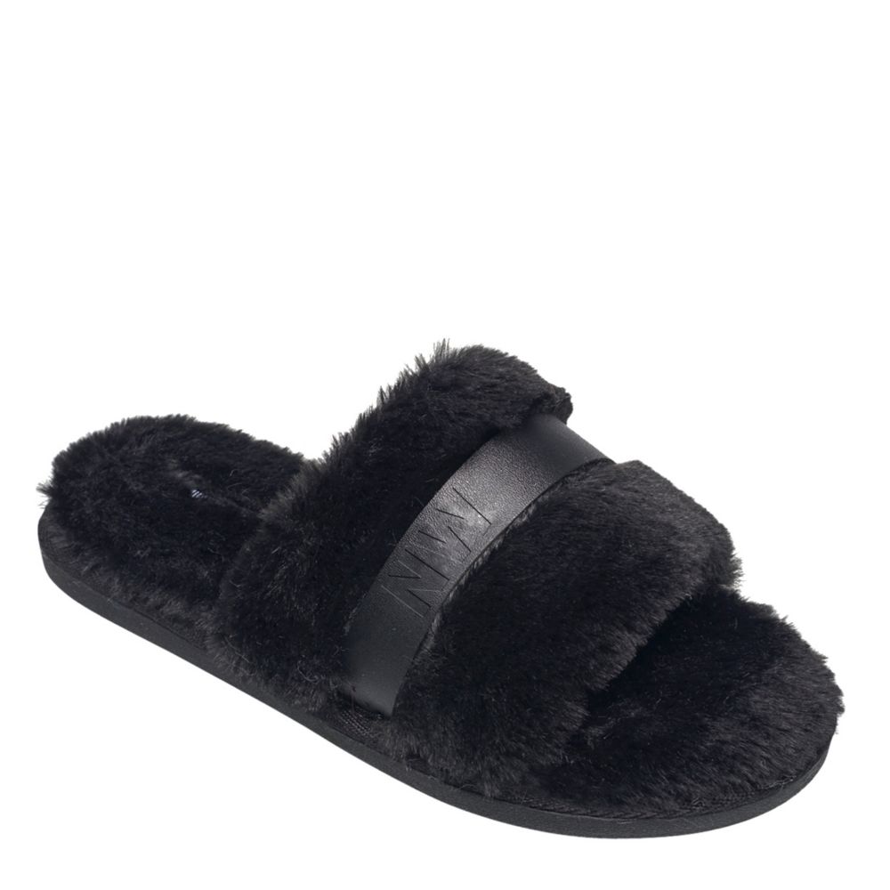 Black Nine Womens Faux Fur Slide Slipper | Slippers Rack Shoes