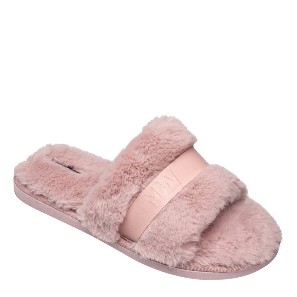 Pink Nine Womens Faux Fur Slide Slipper | Slippers Room Shoes