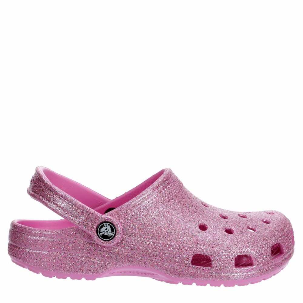 Womens pink glitter crocs hot sale