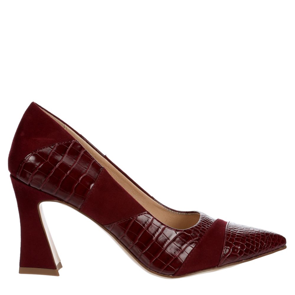 Burgundy block heel on sale pumps