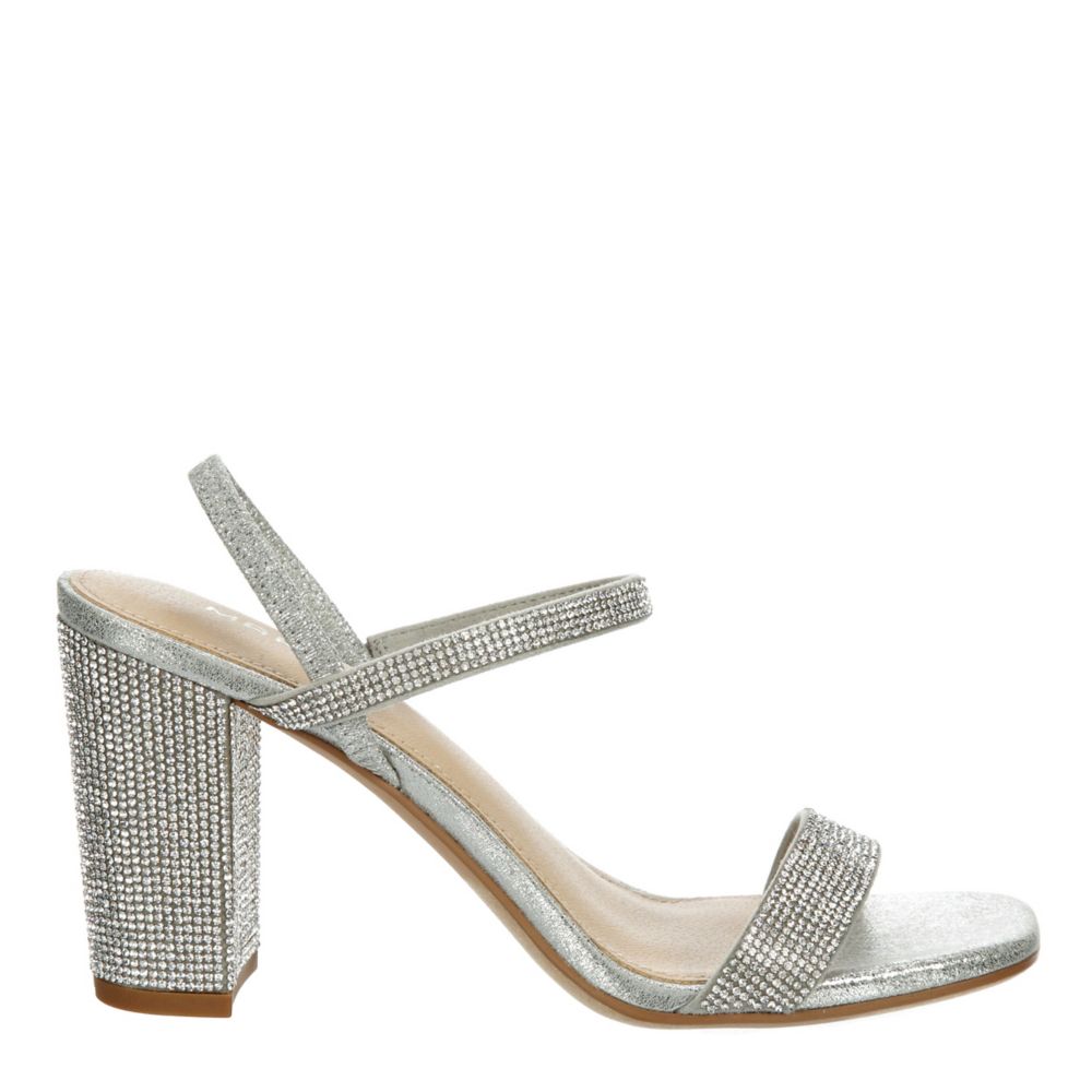 Glitter Slingback Heel Sandals - Silver