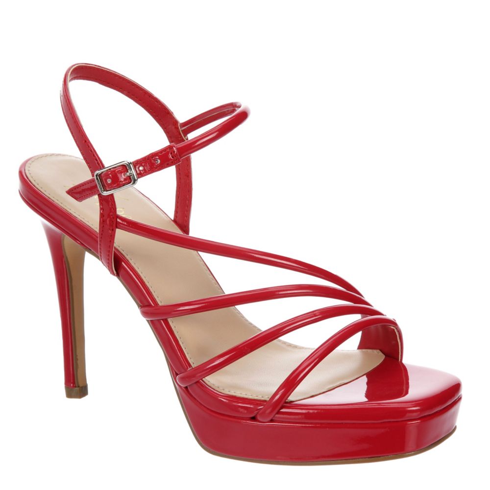 red strappy shoes