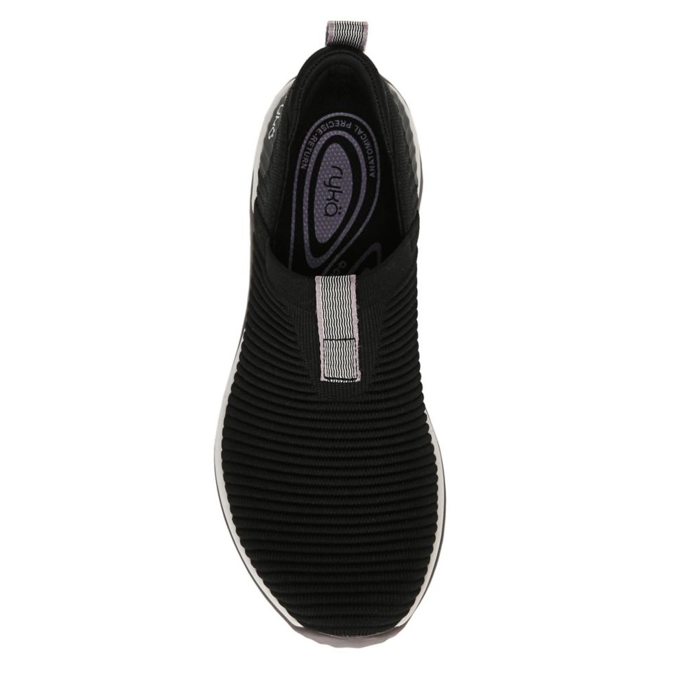 Black Ryka Womens Echo Knit Slip On Sneaker Athletic & Sneakers