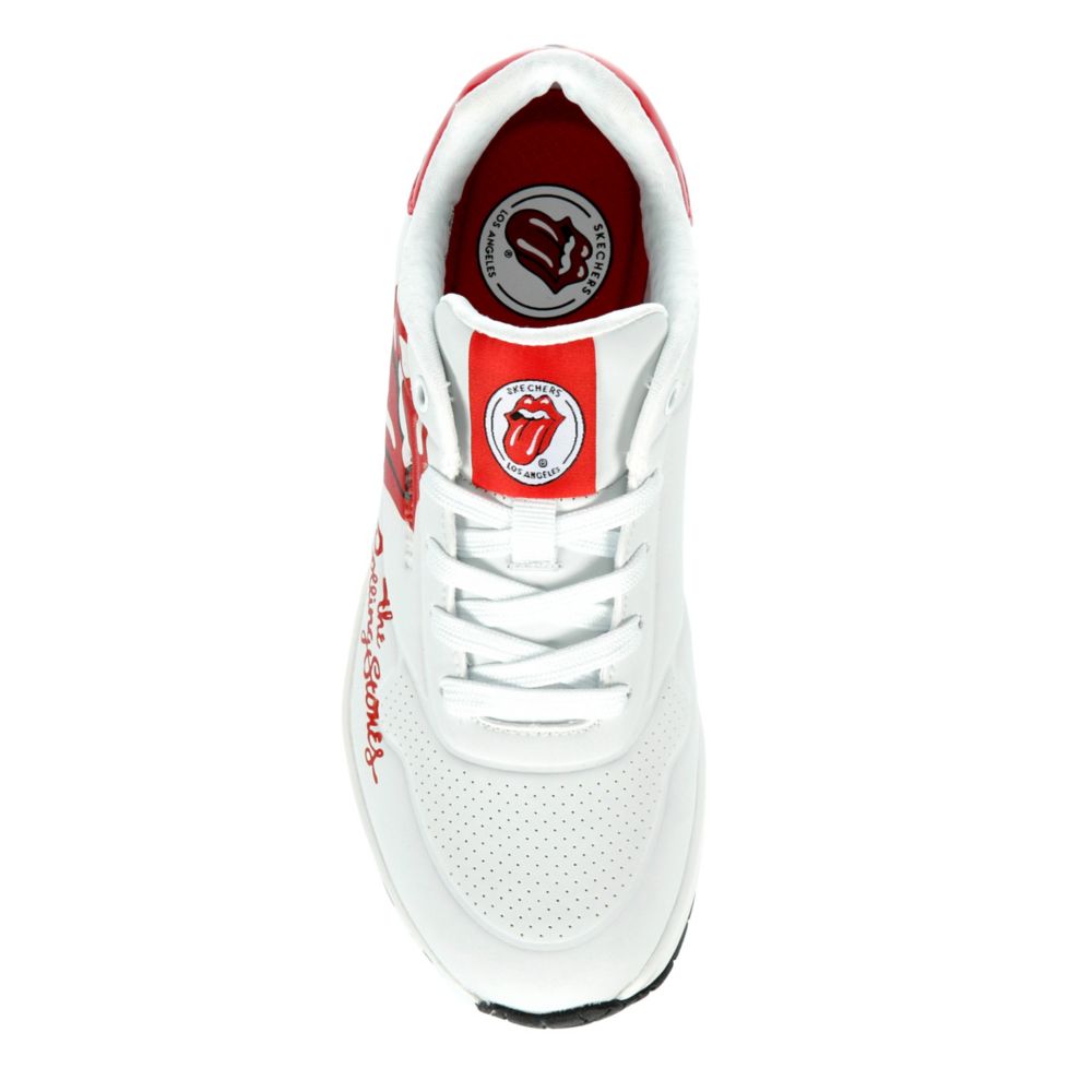 White Skechers Womens Rolling Stones Uno Sneaker | Athletic