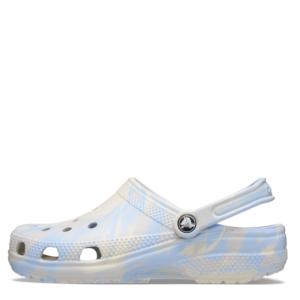 Light Blue Crocs Unisex Classic Marble Clog Rack Room Shoes