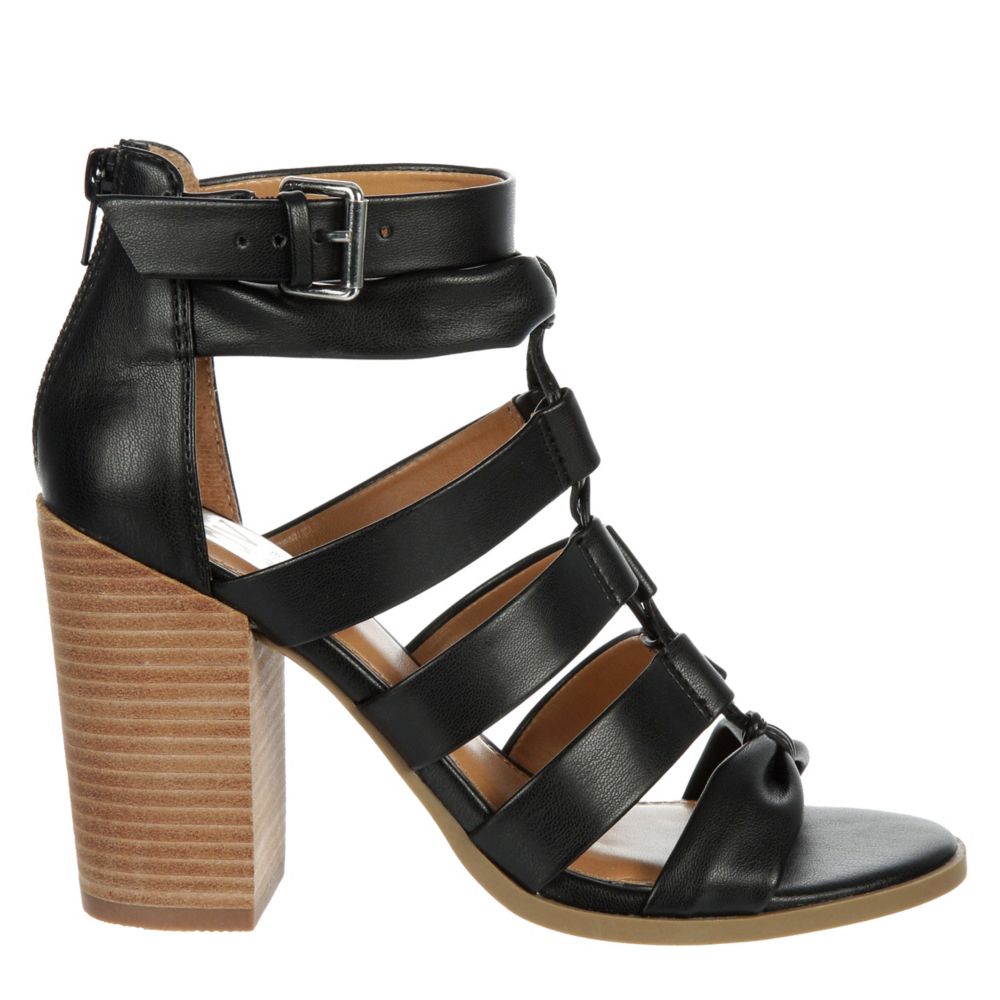 Shannen black gladiator block heel outlet sandals