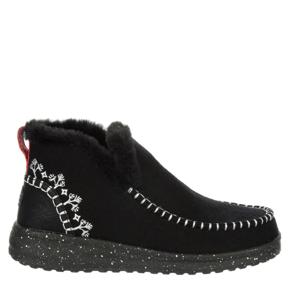  Hey Dude Denny Heavy Canvas Black/Black Size 5, Women's Boots, Women's Pull on Boots, Comfortable & Light-Weight