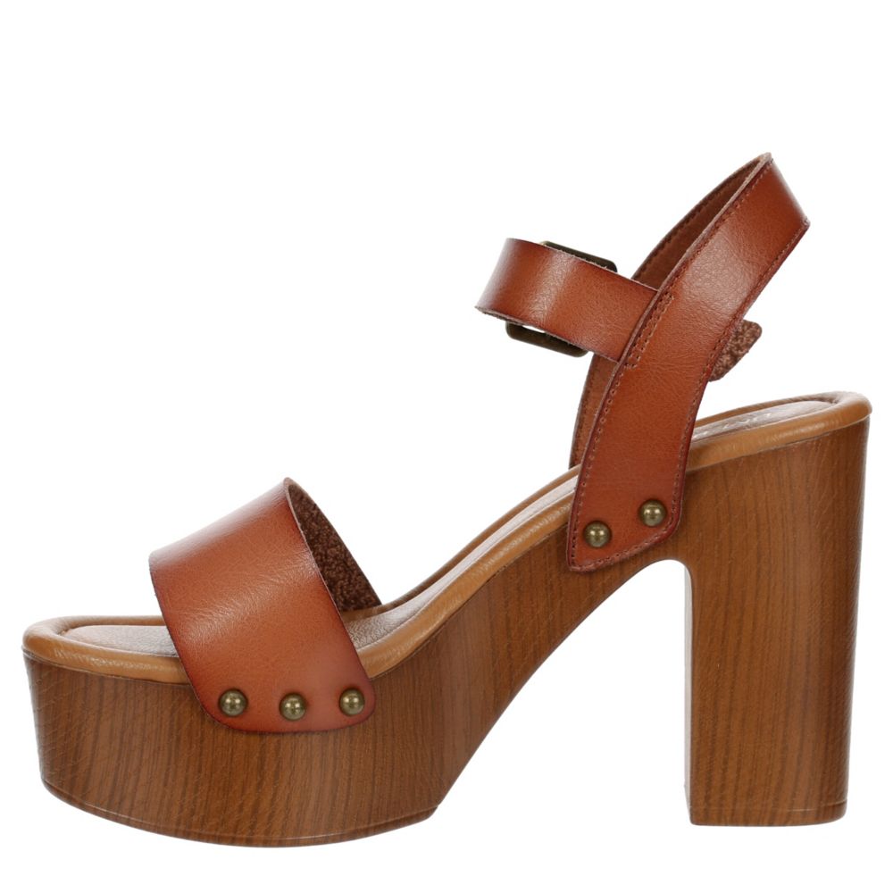 WOMENS APPLE PLATFORM SANDAL - COGNAC