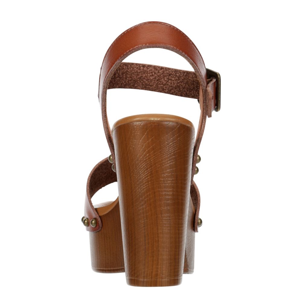 WOMENS APPLE PLATFORM SANDAL - COGNAC