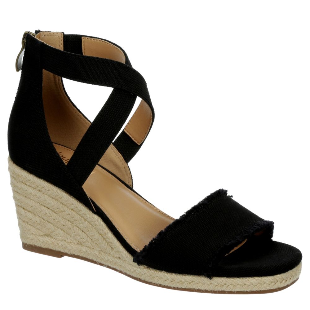 Black Lauren Blakwell Womens Lizzie Wedge Sandal | Rack Room Shoes