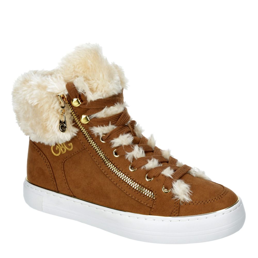high top sneakers with fur