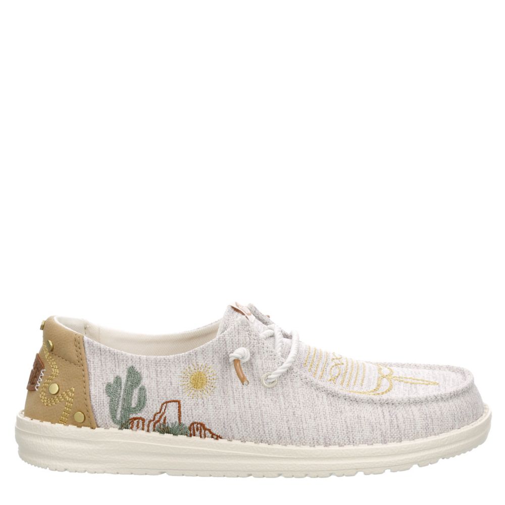 HEYDUDE WOMENS WENDY BOHO SLIP ON SNEAKER - NATURAL
