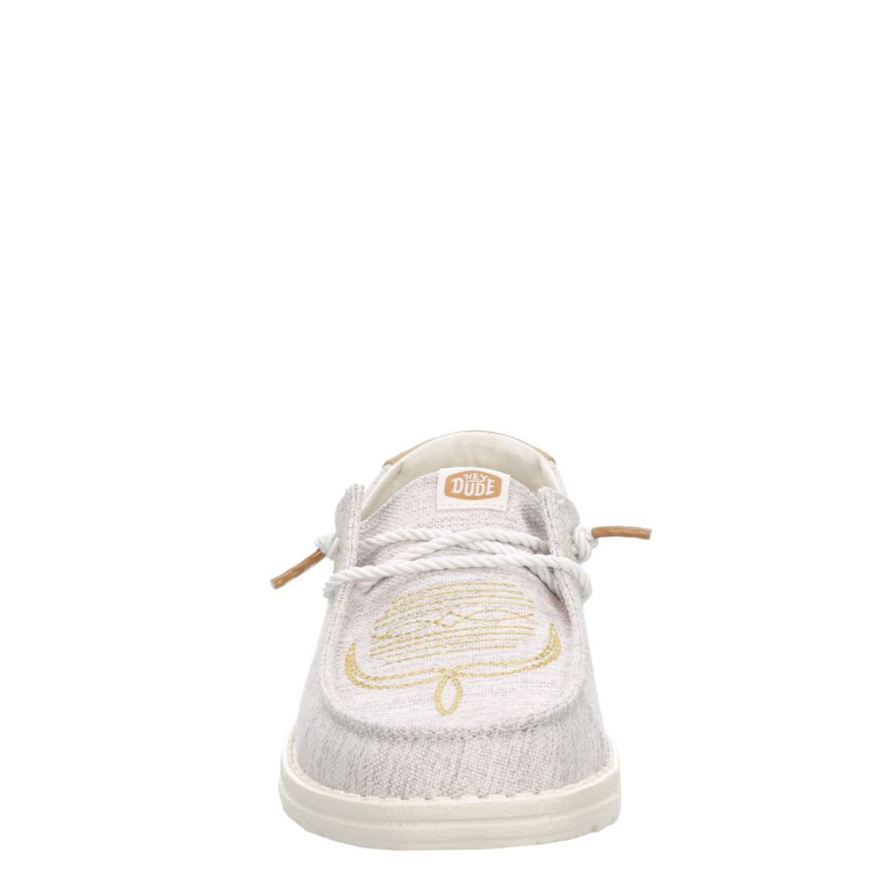 HEYDUDE WOMENS WENDY BOHO SLIP ON SNEAKER - NATURAL