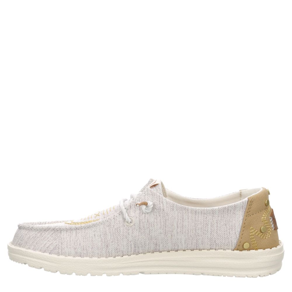 HEYDUDE WOMENS WENDY BOHO SLIP ON SNEAKER - NATURAL