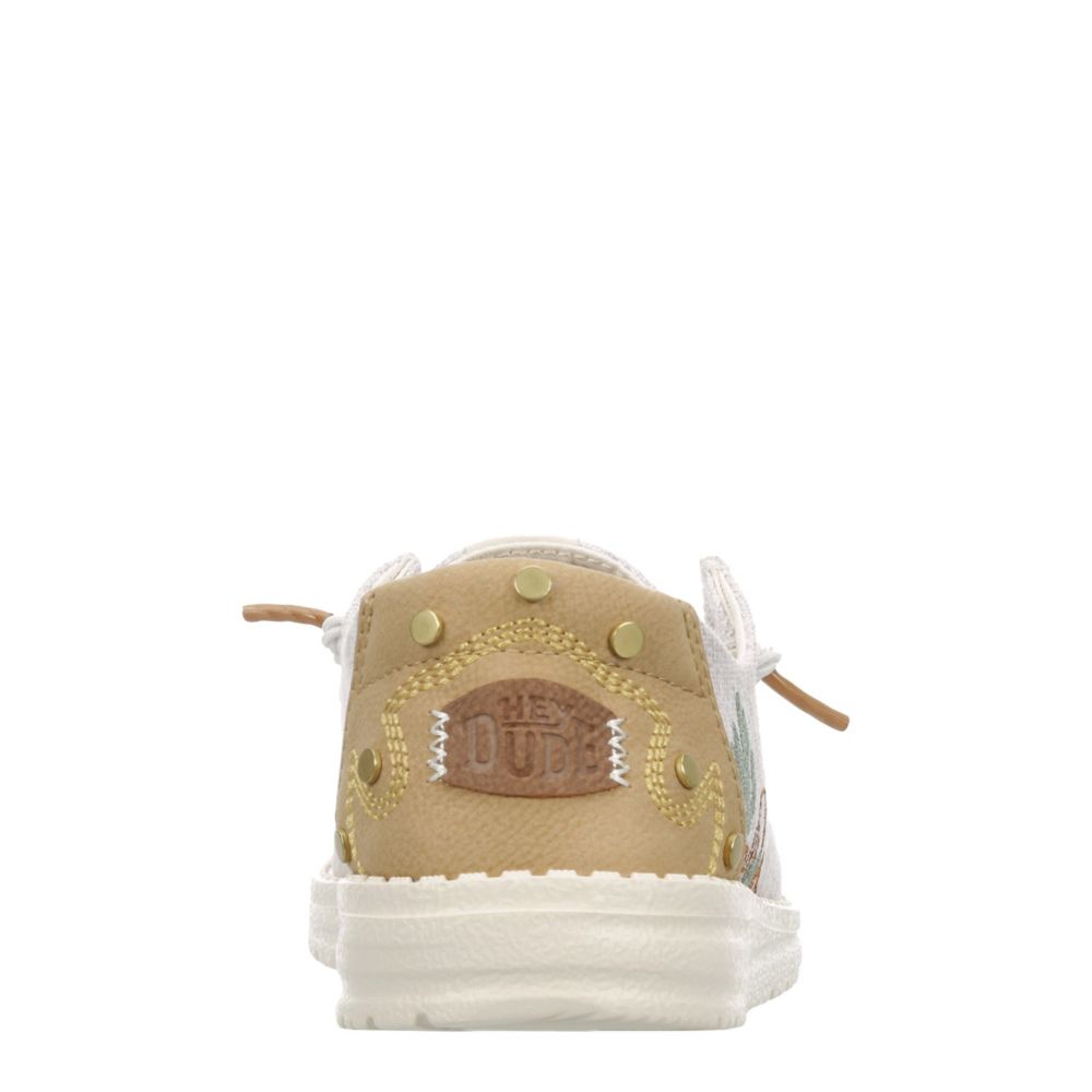 HEYDUDE WOMENS WENDY BOHO SLIP ON SNEAKER - NATURAL