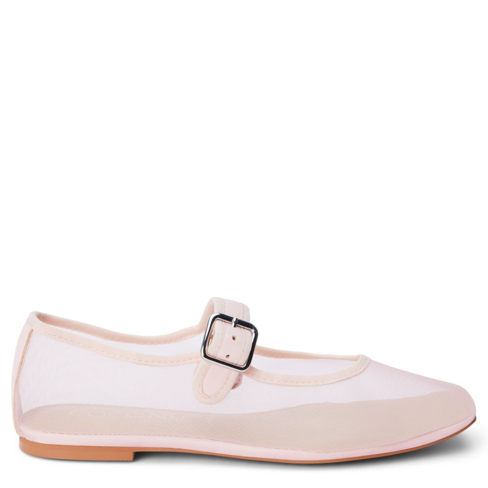 WOMENS TRIBECA MESH SQUARE-TOE MARY JANE BALLET FLAT.