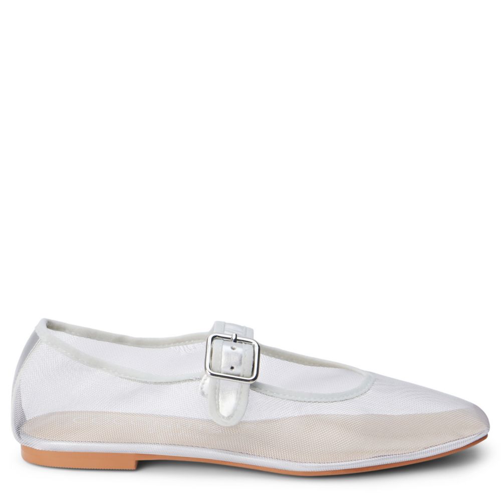 WOMENS TRIBECA MESH SQUARE-TOE MARY JANE BALLET FLAT.