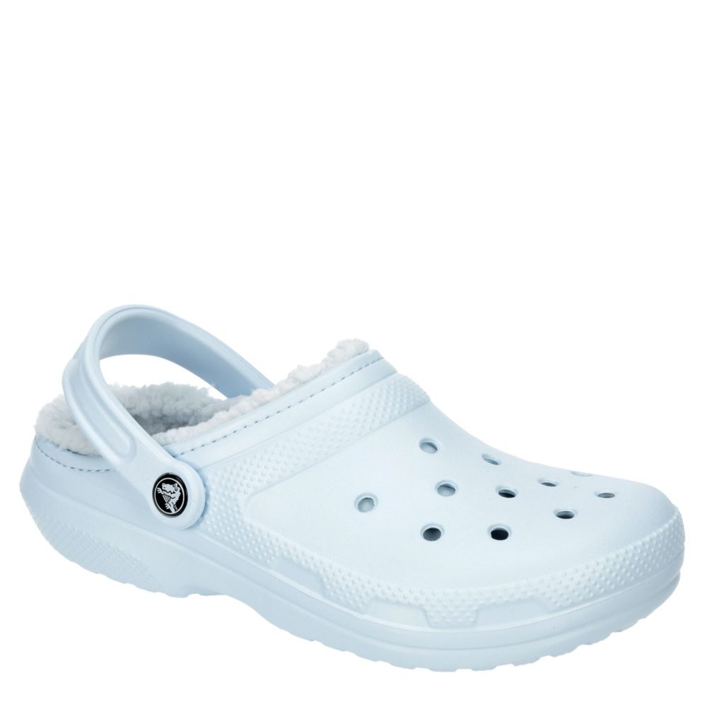 blue fur crocs