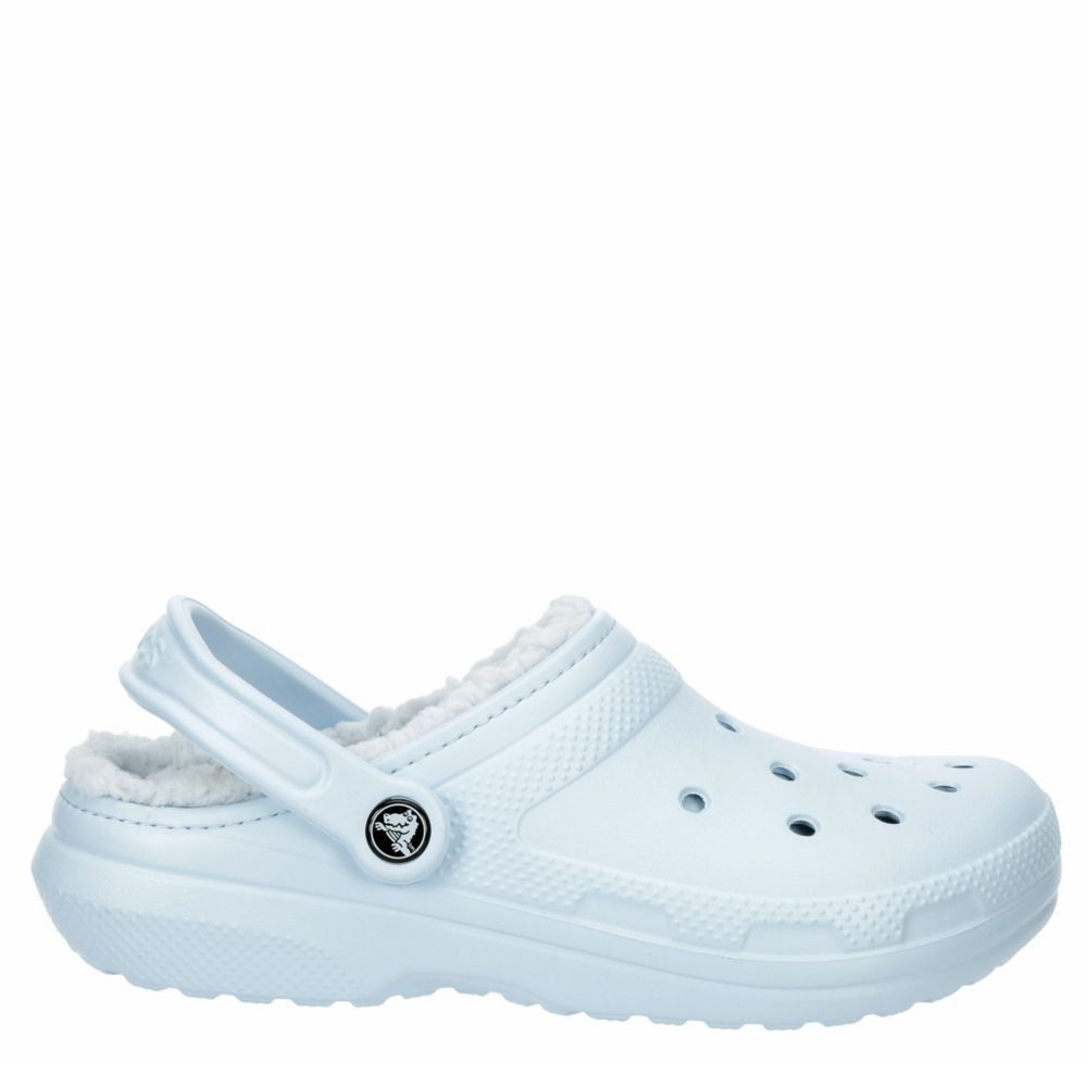 white classic lined crocs